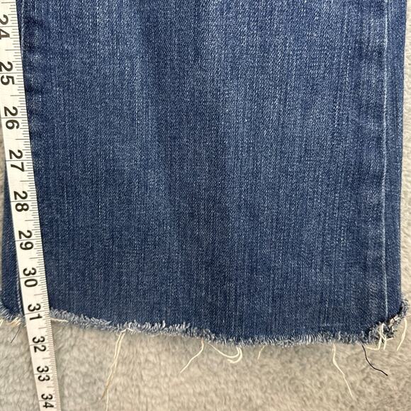 Y2K Paige Denim Jeans Low Rise Flare Leg Raw Button Fly Hem Size 30 Retro - Picture 7 of 10